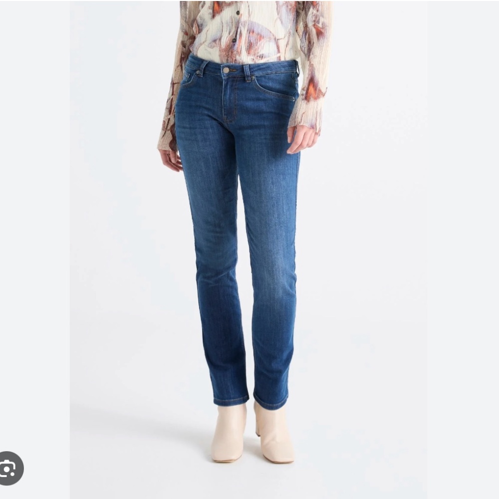NWT DUER Women's Performance Denim Slim Straight in Medium Stone 27" x 32" - Picture 2 of 4
